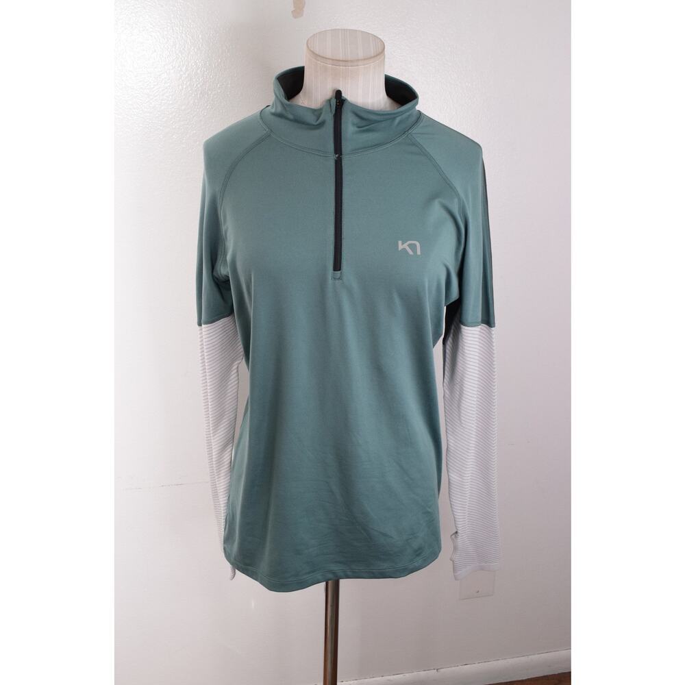 Kari Traa Pullover Womens Medium Blue Gray Long Sleeve Half Zip Athletic Top